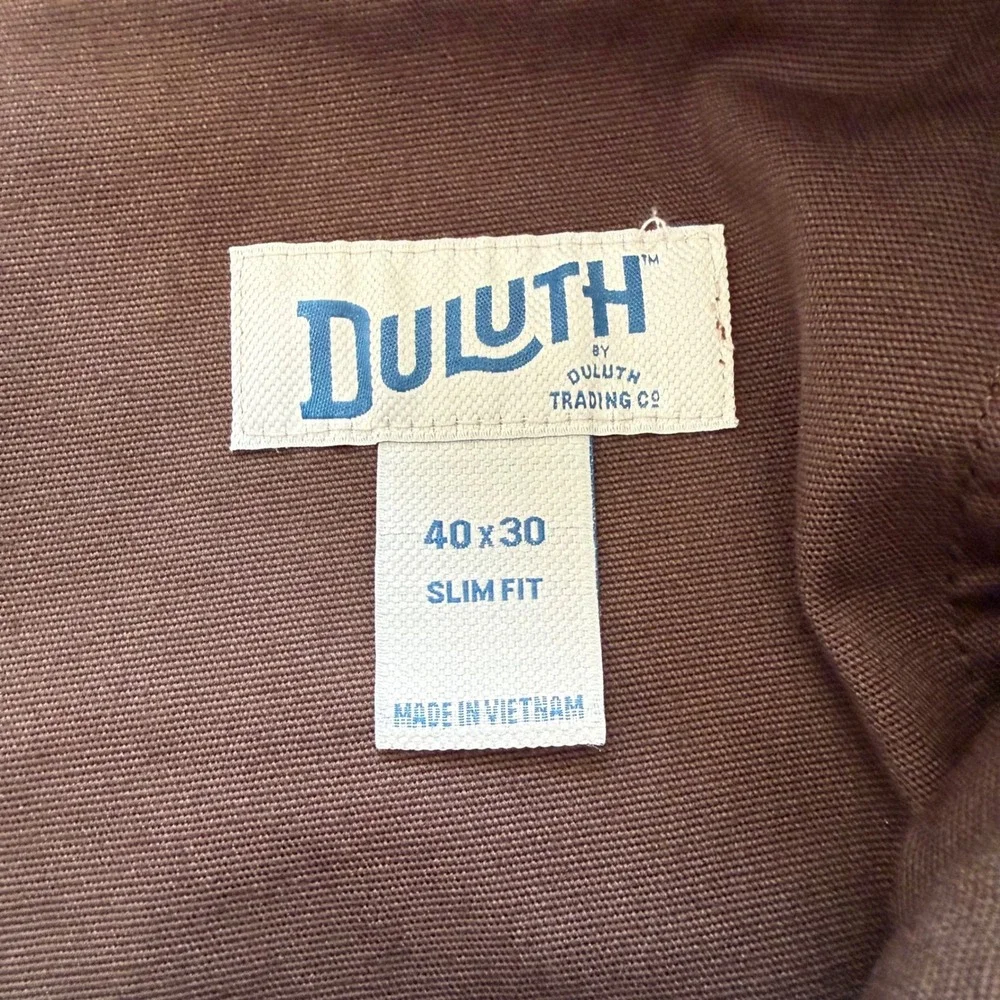 Duluth Trading Flex Fire Hose Pants Mens 40x30 Brown Slim Fit 5-Pocket Workwear